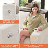 Ihanherry 146" U-Shaped Modern Sofa Modular Sectional Cloud Couch with 2 Ottoman, 6-Seat Chenille Deep Seat Sofa with 6 Pillows for Living Room, Bedroom and Apartment, Grey