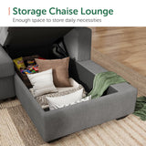 HONBAY Sectional Sleeper Sofa Pull Out Bed with Storage Chaise, Sectional Sofa Couch, Sleeper Couch Bed for Living Room, Dark Grey