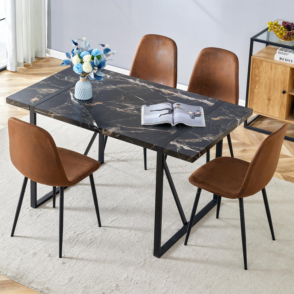 MUUOKY Dining Table Set for 4, Modern 55'' Wood Dinette Table Set for 4 with Fabric Dining Chairs,Table and Chairs Set of 4,Ideal for Kitchen Dining Room