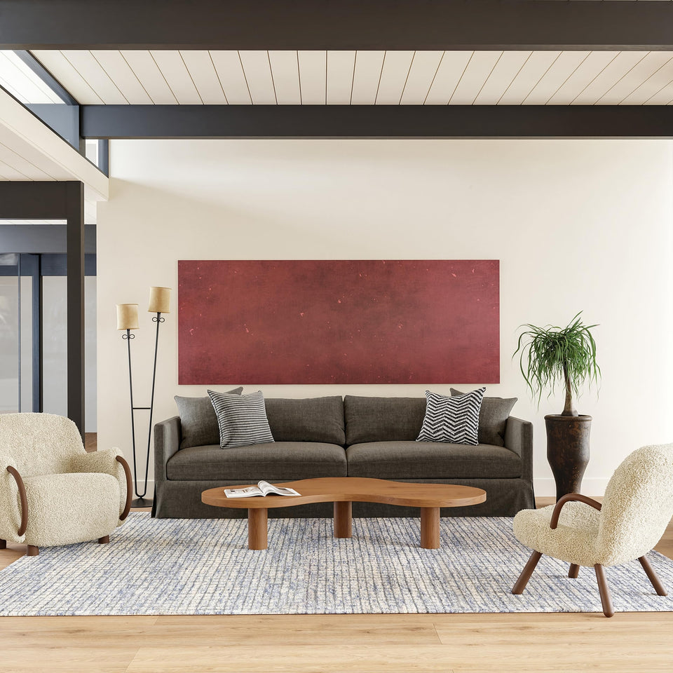 Rugs USA 8'6" x 11'6" Melrose Checked Wool Indoor Area Rug, Contemporary Farmhouse Cream for Living Room, Bedroom, Office, Entryway, Hallway