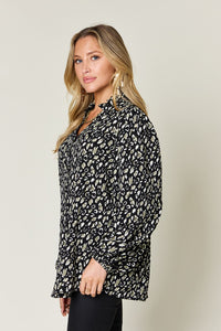 Double Take Full Size Leopard Long Sleeve Blouse