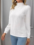 Texture Mock Neck Long Sleeve Top