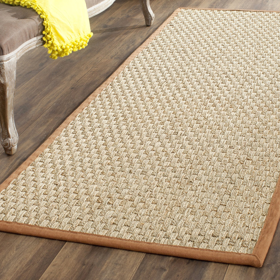 SAFAVIEH Area Rug 8x10 - Natural Fiber Collection - Large - Natural & Beige, Seagrass, Basketweave Pattern (NF114A)