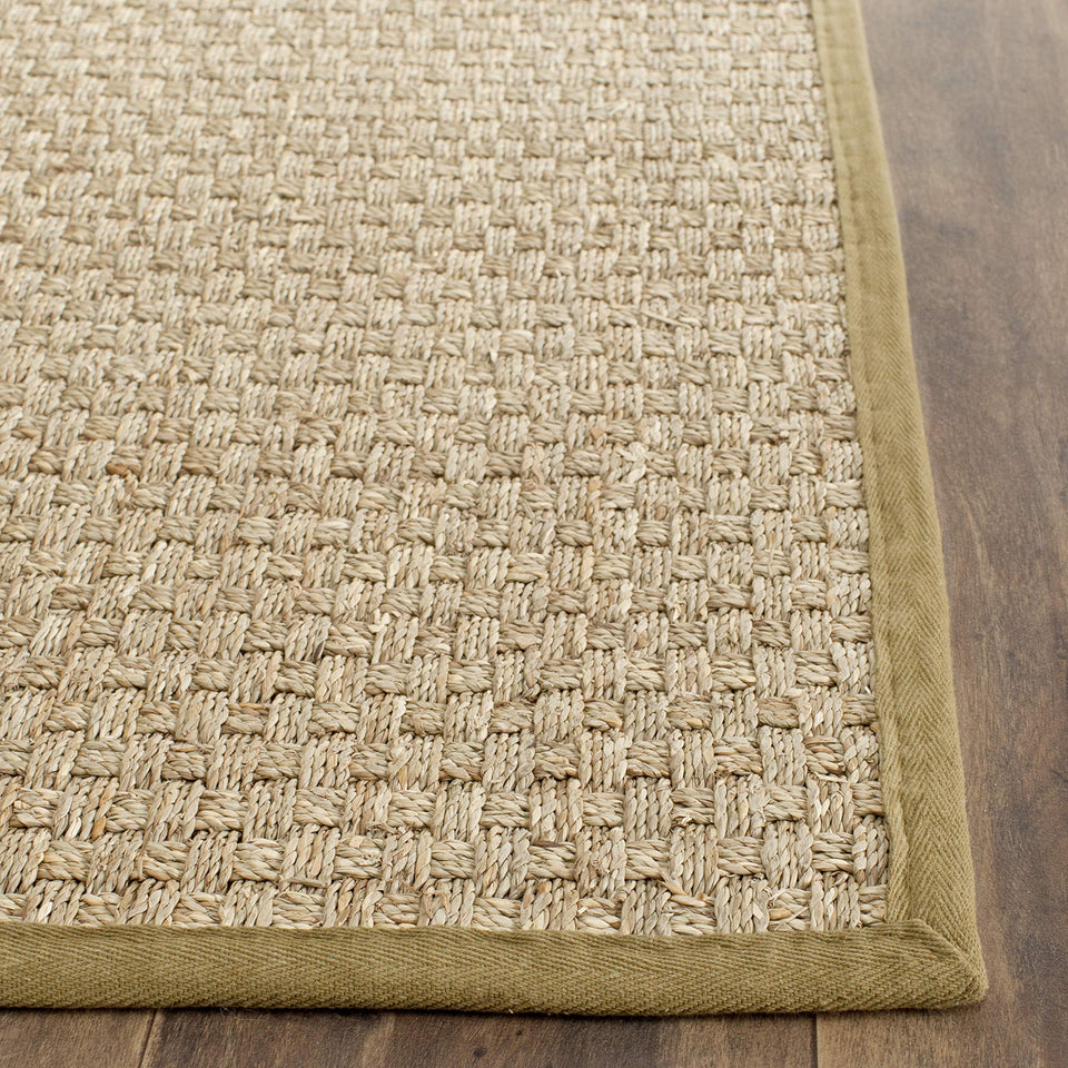 SAFAVIEH Area Rug 8x10 - Natural Fiber Collection - Large - Natural & Beige, Seagrass, Basketweave Pattern (NF114A)