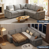 SUAWY 108 Inch Sectional Sleeper Sofa with Pull Out Bed,U Shaped 7 Seat Modular Sectional Sofa with Storage,Sectional Couches for Living Room,Cloud Modular Couch,Removable Sofa Cover,Dark Grey