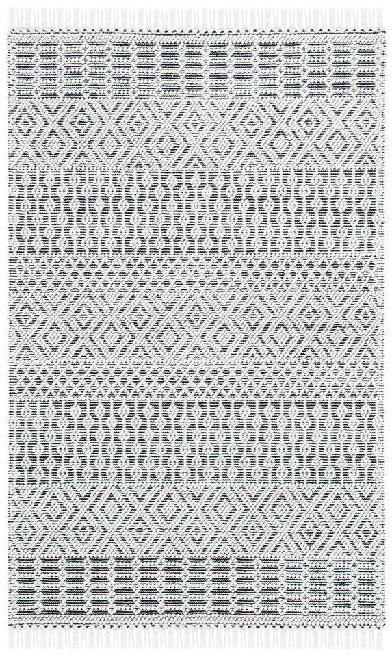 SAFAVIEH Area Rug 8x10 - Natura Collection - Large - Ivory, Handmade Wool, Moroccan Boho Fringe Design, Ideal for Living Room, Bedroom, Dining Space (NAT852B)