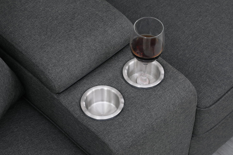 YOPTO 127" L-Shaped Sectional Couch with Movable Ottoman & 6 Throw Pillows,7 Seat Chenille Upholstered Sofa W/2 Cup Holder,USB Port & Hidden Storage Box,DIY Combination,for Living Room,Apartment,Beige