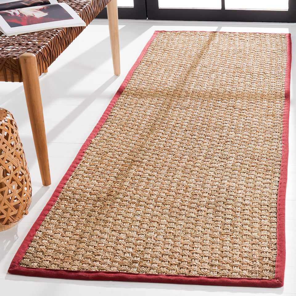 SAFAVIEH Area Rug 8x10 - Natural Fiber Collection - Large - Natural & Beige, Seagrass, Basketweave Pattern (NF114A)