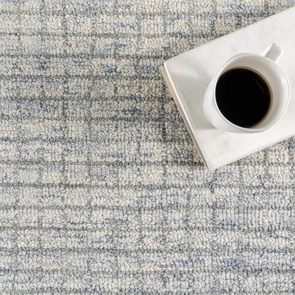 Rugs USA 8'6" x 11'6" Melrose Checked Wool Indoor Area Rug, Contemporary Farmhouse Cream for Living Room, Bedroom, Office, Entryway, Hallway