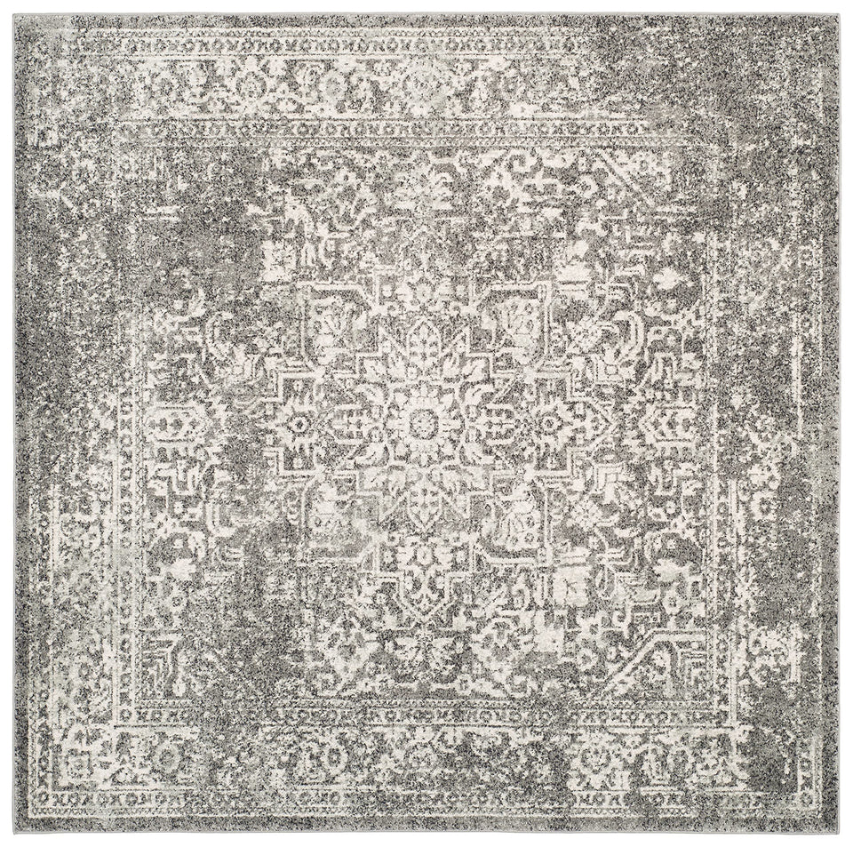 SAFAVIEH Evoke Collection Area Rug - 9' x 12', Ivory & Taupe, Oriental Distressed Design, Non-Shedding & Easy Care, Ideal for High Traffic Areas in Living Room, Bedroom (EVK256E)