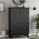 Fluted Dresser for Bedroom with 9 Drawers, 57" Wide Modern Chest of Drawers with Metal Handle, Wooden Dresser TV Stand, Wood Closet Clothes Storage Organizer for Living Room, Hallway, Natural Oak