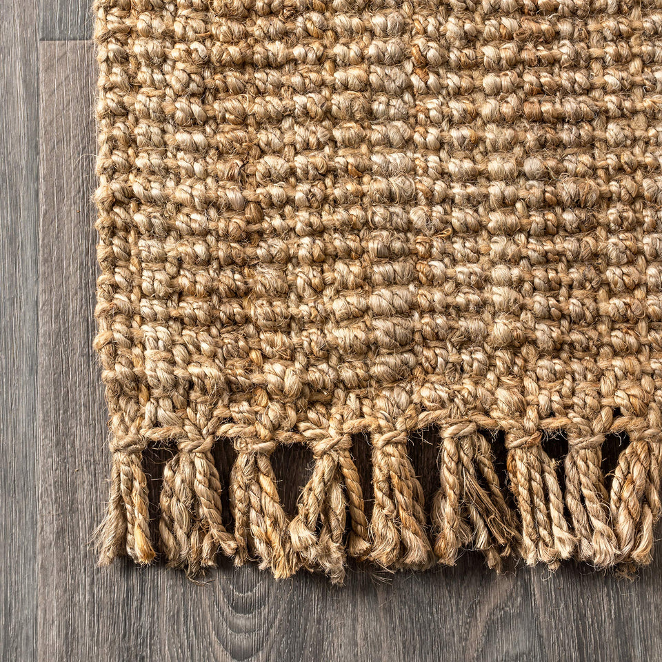JONATHAN Y Handwoven Jute Fringe Natural Indoor Area Rug, 8x10, Pata, Bohemian, Rustic, Cottage, Easy-Cleaning for Living Room, Bedroom, Kitchen, Non-Shedding (NRF103A-8)