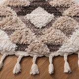 SAFAVIEH Area Rug 8x10 - Moroccan Tassel Shag Collection - Large - Ivory & Brown, Boho Design, Non-Shedding & Easy Cleaning, Plush Pile, Ideal for Living Room, Bedroom, Dining Space (MTS688A)