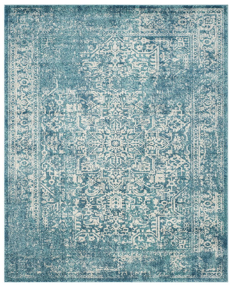 SAFAVIEH Evoke Collection Area Rug - 9' x 12', Ivory & Taupe, Oriental Distressed Design, Non-Shedding & Easy Care, Ideal for High Traffic Areas in Living Room, Bedroom (EVK256E)