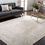 SAFAVIEH Evoke Collection Area Rug - 9' x 12', Ivory & Taupe, Oriental Distressed Design, Non-Shedding & Easy Care, Ideal for High Traffic Areas in Living Room, Bedroom (EVK256E)