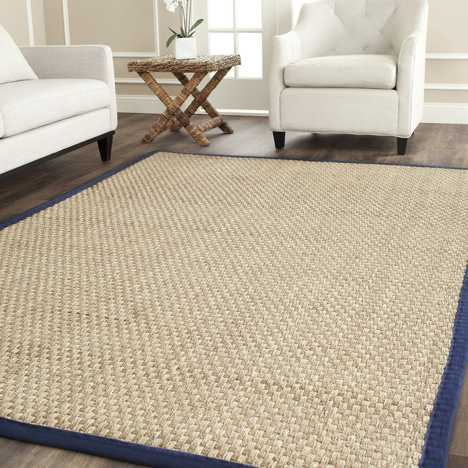 SAFAVIEH Area Rug 8x10 - Natural Fiber Collection - Large - Natural & Beige, Seagrass, Basketweave Pattern (NF114A)