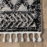 nuLOOM 8x11 Ansley Moroccan Tassel Area Rug, Light Grey, High-Low Textured Bohemian Design, Plush High Pile, Stain Resistant, For Bedroom, Living Room, Hallway, Entryway