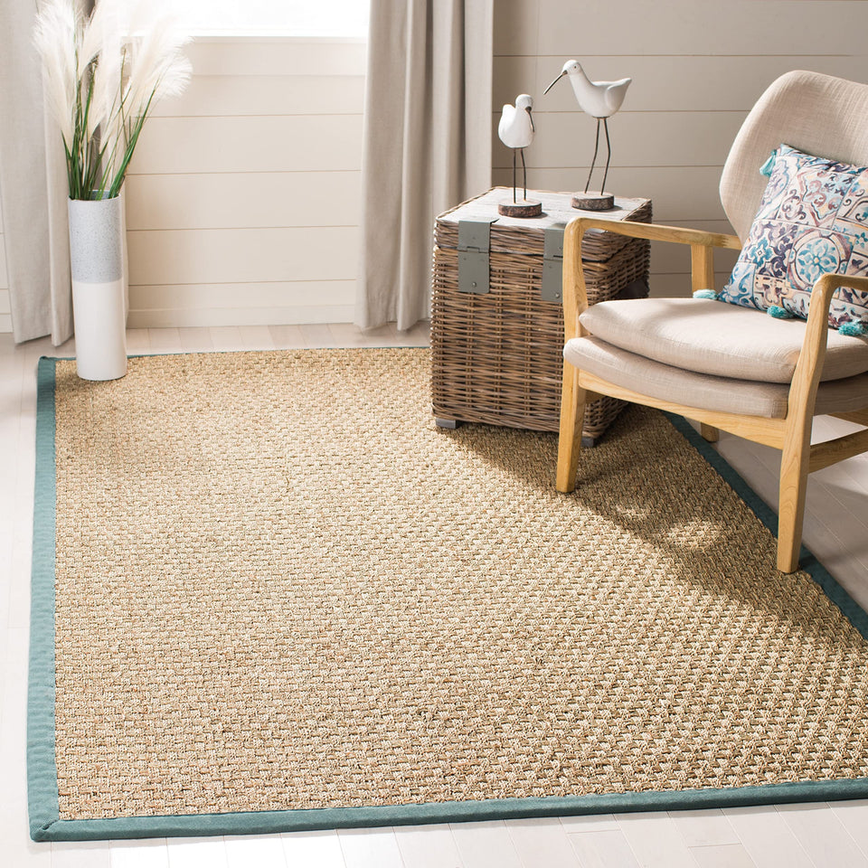 SAFAVIEH Area Rug 8x10 - Natural Fiber Collection - Large - Natural & Beige, Seagrass, Basketweave Pattern (NF114A)