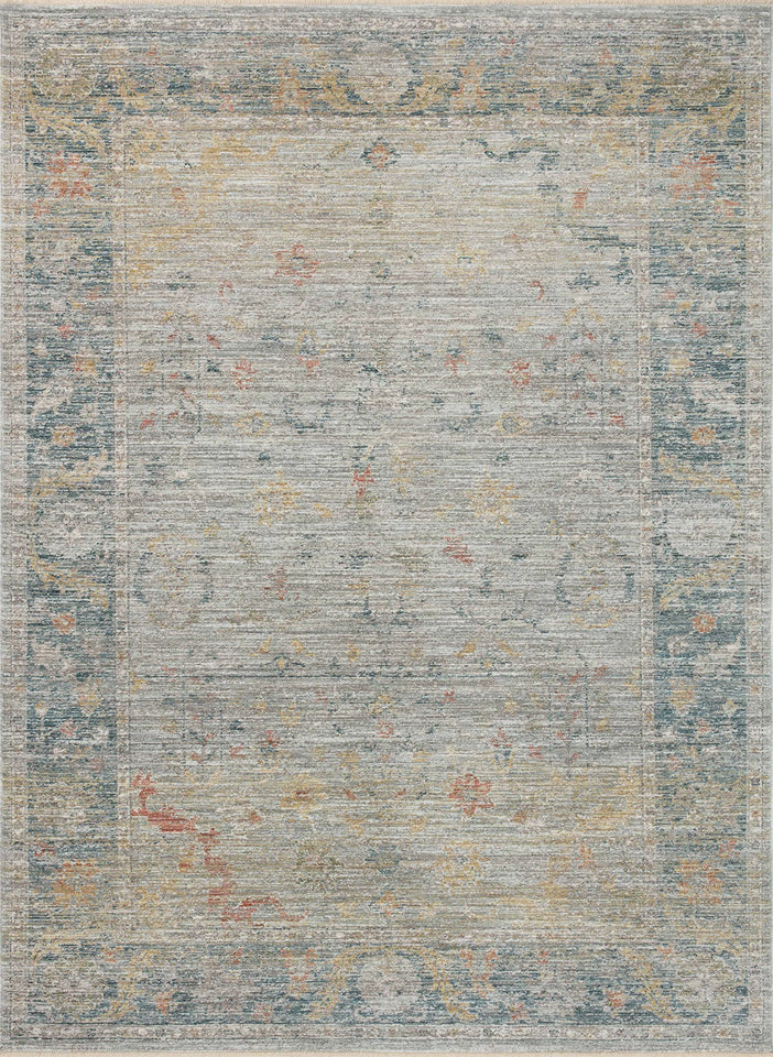 Loloi Magnolia Home by Joanna Gaines Millie Collection MIE-02 Sky/Gold 7'-10" x 10', .25" Pile Height, Area Rug