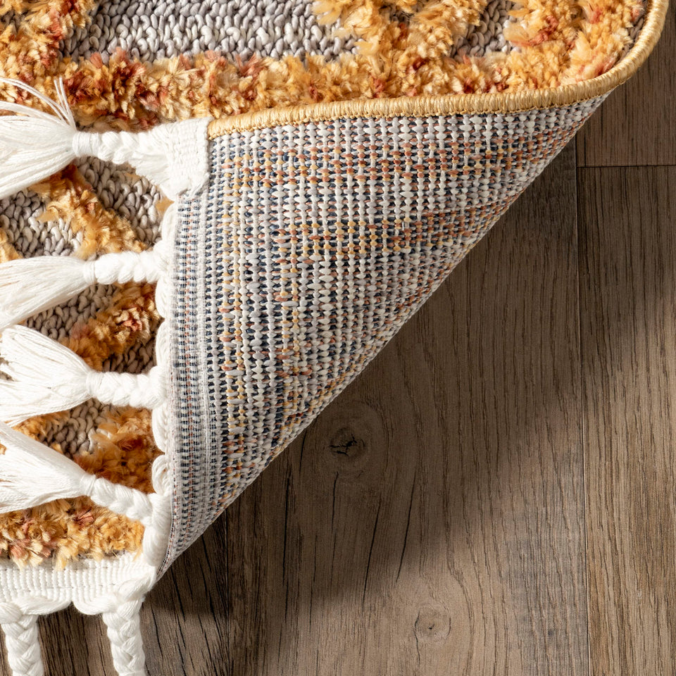 nuLOOM 8x11 Ansley Moroccan Tassel Area Rug, Light Grey, High-Low Textured Bohemian Design, Plush High Pile, Stain Resistant, For Bedroom, Living Room, Hallway, Entryway