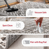 nuLOOM 8x11 Ansley Moroccan Tassel Area Rug, Light Grey, High-Low Textured Bohemian Design, Plush High Pile, Stain Resistant, For Bedroom, Living Room, Hallway, Entryway