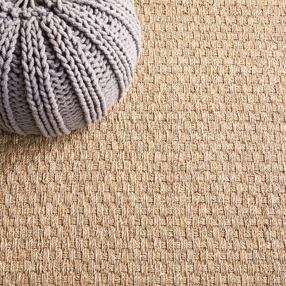 SAFAVIEH Area Rug 8x10 - Natural Fiber Collection - Large - Natural & Beige, Seagrass, Basketweave Pattern (NF114A)