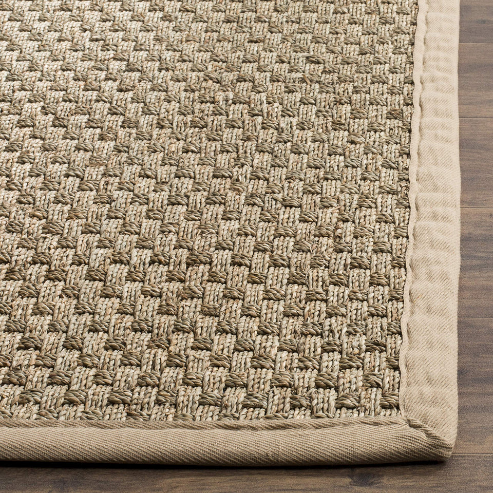SAFAVIEH Area Rug 8x10 - Natural Fiber Collection - Large - Natural & Beige, Seagrass, Basketweave Pattern (NF114A)