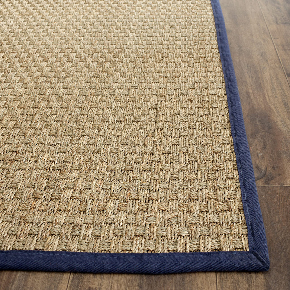 SAFAVIEH Area Rug 8x10 - Natural Fiber Collection - Large - Natural & Beige, Seagrass, Basketweave Pattern (NF114A)