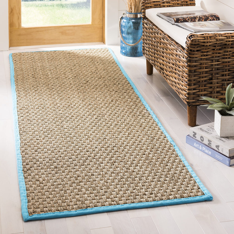 SAFAVIEH Area Rug 8x10 - Natural Fiber Collection - Large - Natural & Beige, Seagrass, Basketweave Pattern (NF114A)