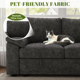 SUAWY 108 Inch Sectional Sleeper Sofa with Pull Out Bed,U Shaped 7 Seat Modular Sectional Sofa with Storage,Sectional Couches for Living Room,Cloud Modular Couch,Removable Sofa Cover,Dark Grey