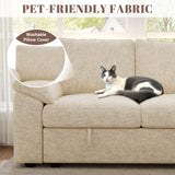 SUAWY 108 Inch Sectional Sleeper Sofa with Pull Out Bed,U Shaped 7 Seat Modular Sectional Sofa with Storage,Sectional Couches for Living Room,Cloud Modular Couch,Removable Sofa Cover,Dark Grey