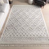 nuLOOM 8x11 Ansley Moroccan Tassel Area Rug, Light Grey, High-Low Textured Bohemian Design, Plush High Pile, Stain Resistant, For Bedroom, Living Room, Hallway, Entryway