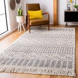 SAFAVIEH Area Rug 8x10 - Natura Collection - Large - Ivory, Handmade Wool, Moroccan Boho Fringe Design, Ideal for Living Room, Bedroom, Dining Space (NAT852B)