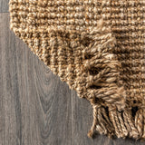 JONATHAN Y Handwoven Jute Fringe Natural Indoor Area Rug, 8x10, Pata, Bohemian, Rustic, Cottage, Easy-Cleaning for Living Room, Bedroom, Kitchen, Non-Shedding (NRF103A-8)
