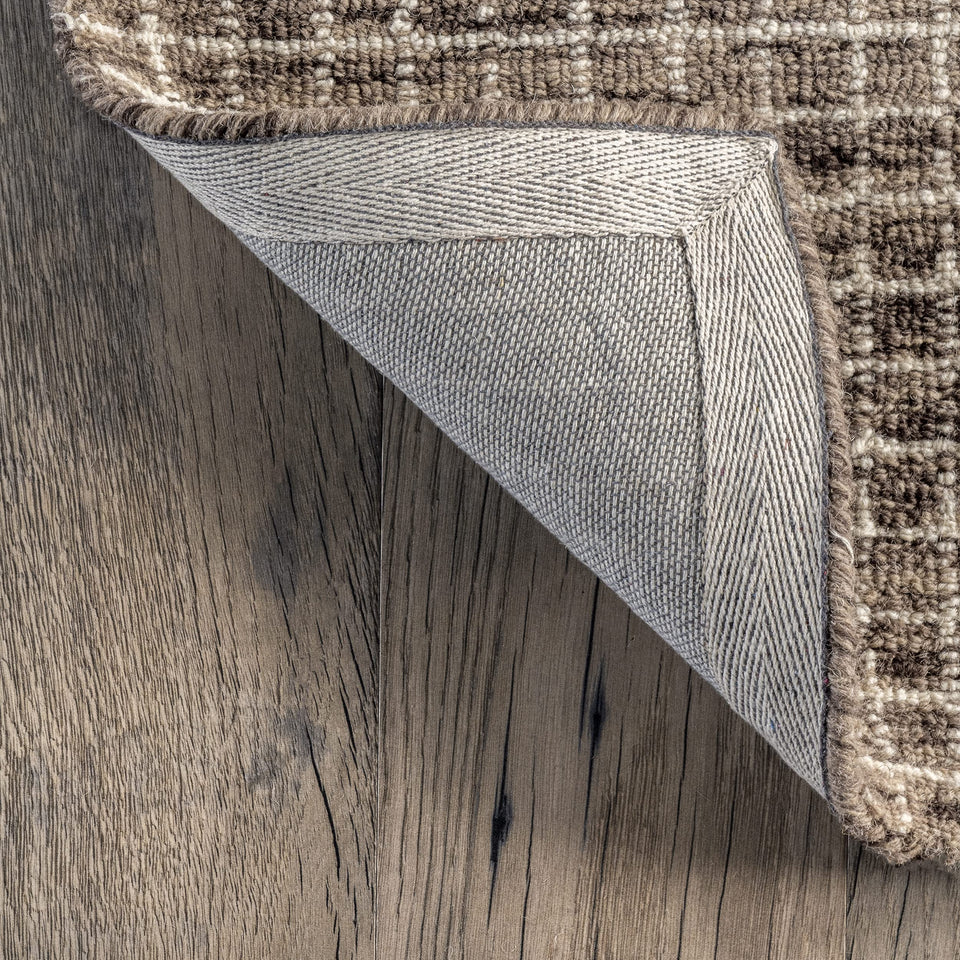 Rugs USA 8'6" x 11'6" Melrose Checked Wool Indoor Area Rug, Contemporary Farmhouse Cream for Living Room, Bedroom, Office, Entryway, Hallway