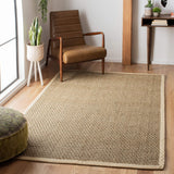 SAFAVIEH Area Rug 8x10 - Natural Fiber Collection - Large - Natural & Beige, Seagrass, Basketweave Pattern (NF114A)