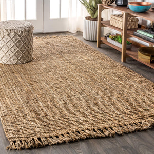JONATHAN Y Handwoven Jute Fringe Natural Indoor Area Rug, 8x10, Pata, Bohemian, Rustic, Cottage, Easy-Cleaning for Living Room, Bedroom, Kitchen, Non-Shedding (NRF103A-8)