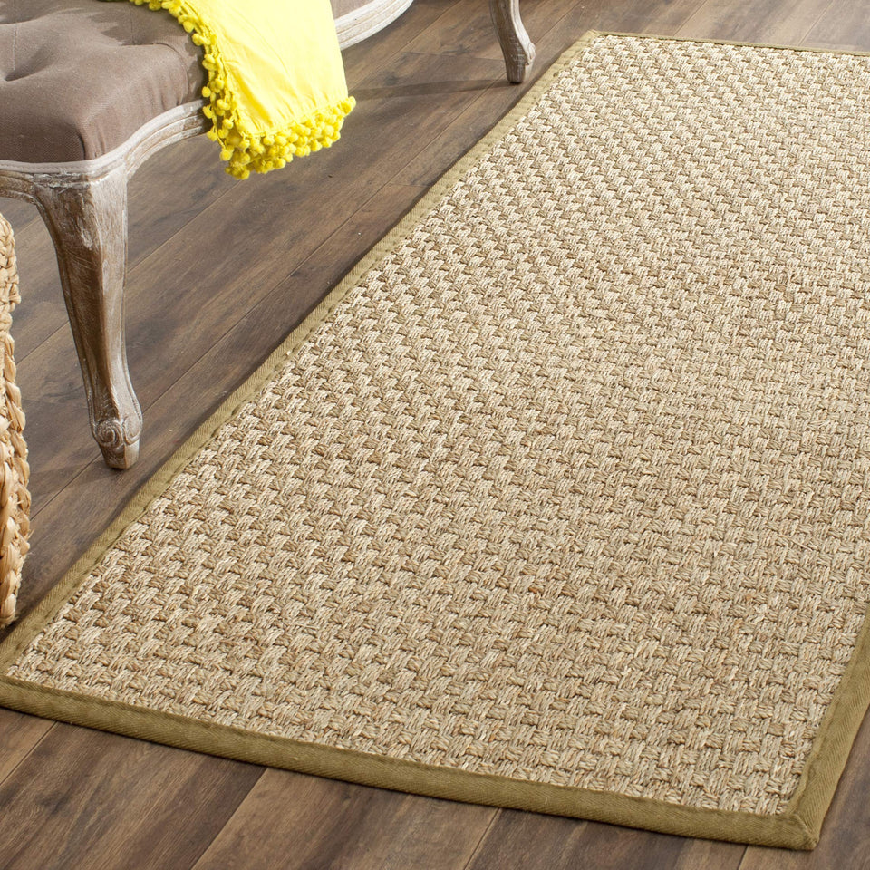 SAFAVIEH Area Rug 8x10 - Natural Fiber Collection - Large - Natural & Beige, Seagrass, Basketweave Pattern (NF114A)