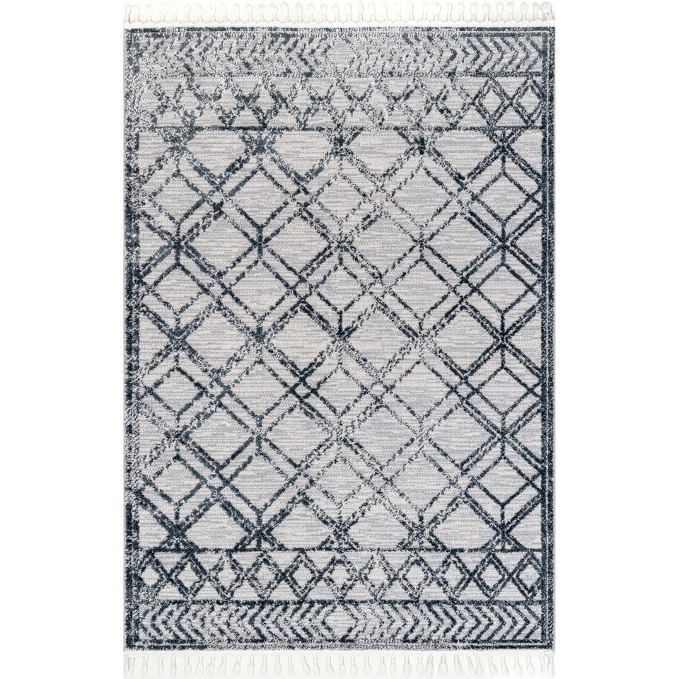 nuLOOM 8x11 Ansley Moroccan Tassel Area Rug, Light Grey, High-Low Textured Bohemian Design, Plush High Pile, Stain Resistant, For Bedroom, Living Room, Hallway, Entryway