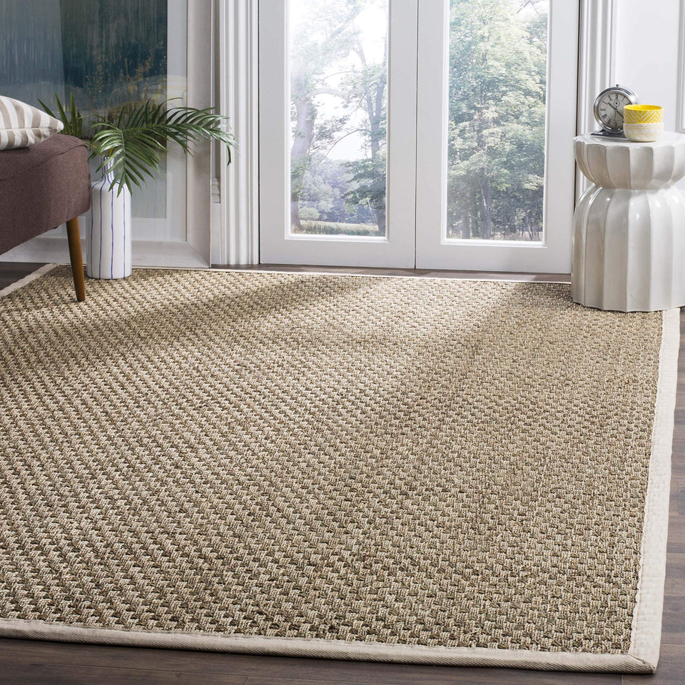 SAFAVIEH Area Rug 8x10 - Natural Fiber Collection - Large - Natural & Beige, Seagrass, Basketweave Pattern (NF114A)
