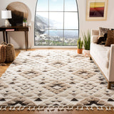 SAFAVIEH Area Rug 8x10 - Moroccan Tassel Shag Collection - Large - Ivory & Brown, Boho Design, Non-Shedding & Easy Cleaning, Plush Pile, Ideal for Living Room, Bedroom, Dining Space (MTS688A)