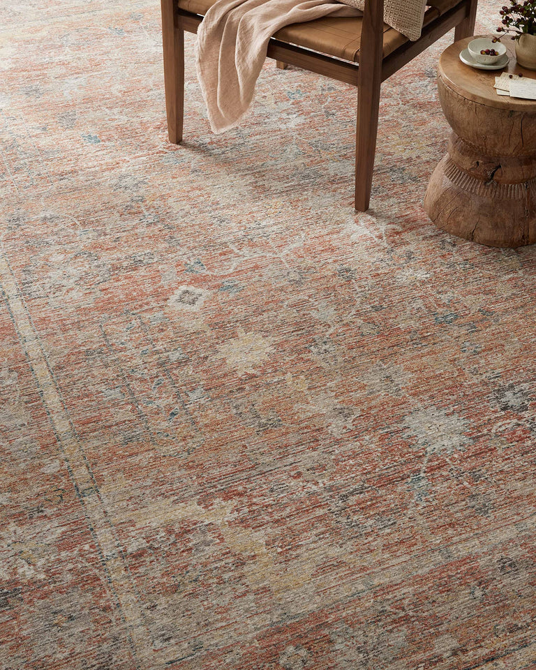 Loloi Magnolia Home by Joanna Gaines Millie Collection MIE-02 Sky/Gold 7'-10" x 10', .25" Pile Height, Area Rug