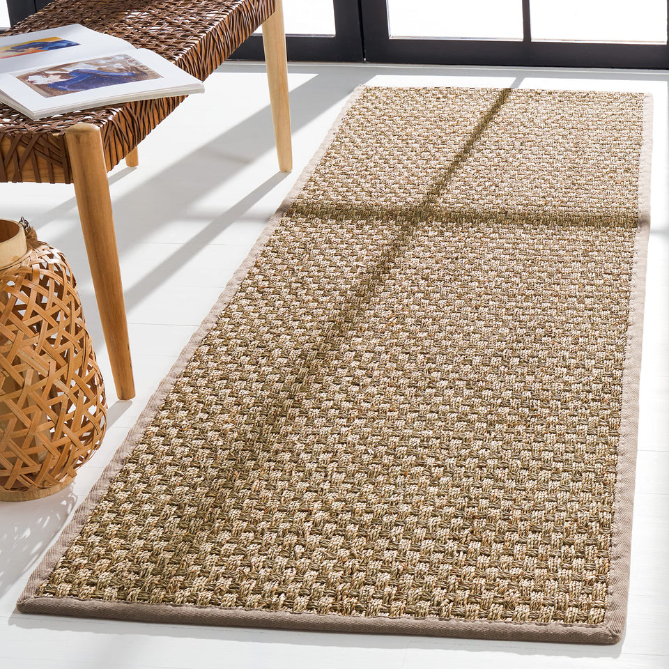 SAFAVIEH Area Rug 8x10 - Natural Fiber Collection - Large - Natural & Beige, Seagrass, Basketweave Pattern (NF114A)