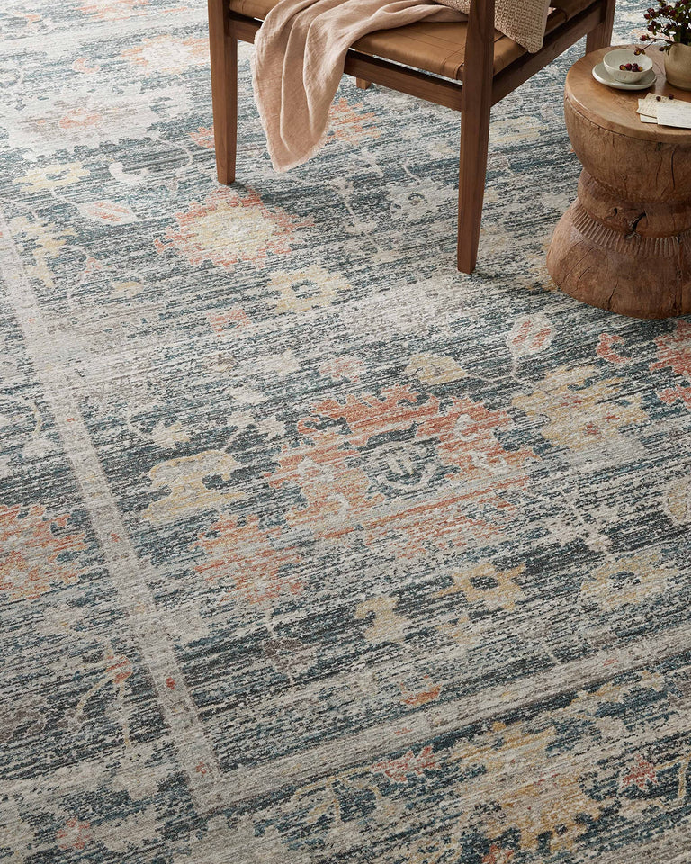 Loloi Magnolia Home by Joanna Gaines Millie Collection MIE-02 Sky/Gold 7'-10" x 10', .25" Pile Height, Area Rug