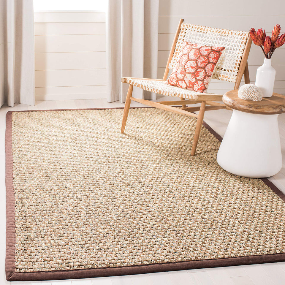SAFAVIEH Area Rug 8x10 - Natural Fiber Collection - Large - Natural & Beige, Seagrass, Basketweave Pattern (NF114A)