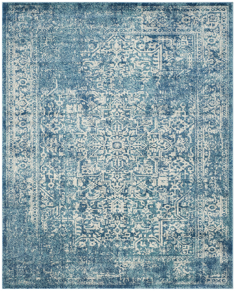 SAFAVIEH Evoke Collection Area Rug - 9' x 12', Ivory & Taupe, Oriental Distressed Design, Non-Shedding & Easy Care, Ideal for High Traffic Areas in Living Room, Bedroom (EVK256E)