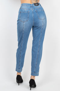 Cuffed-button Mom Jeans