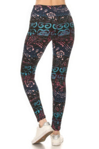 5-inch Long Yoga Style Banded Lined Mixed Pattern Print