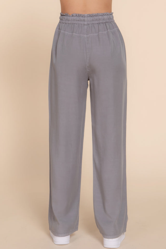 Elastic Waist Tencel Long Pants