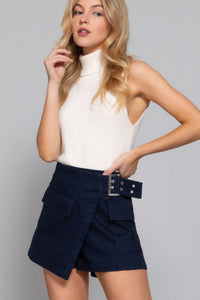 Waist Belted Cargo Skort